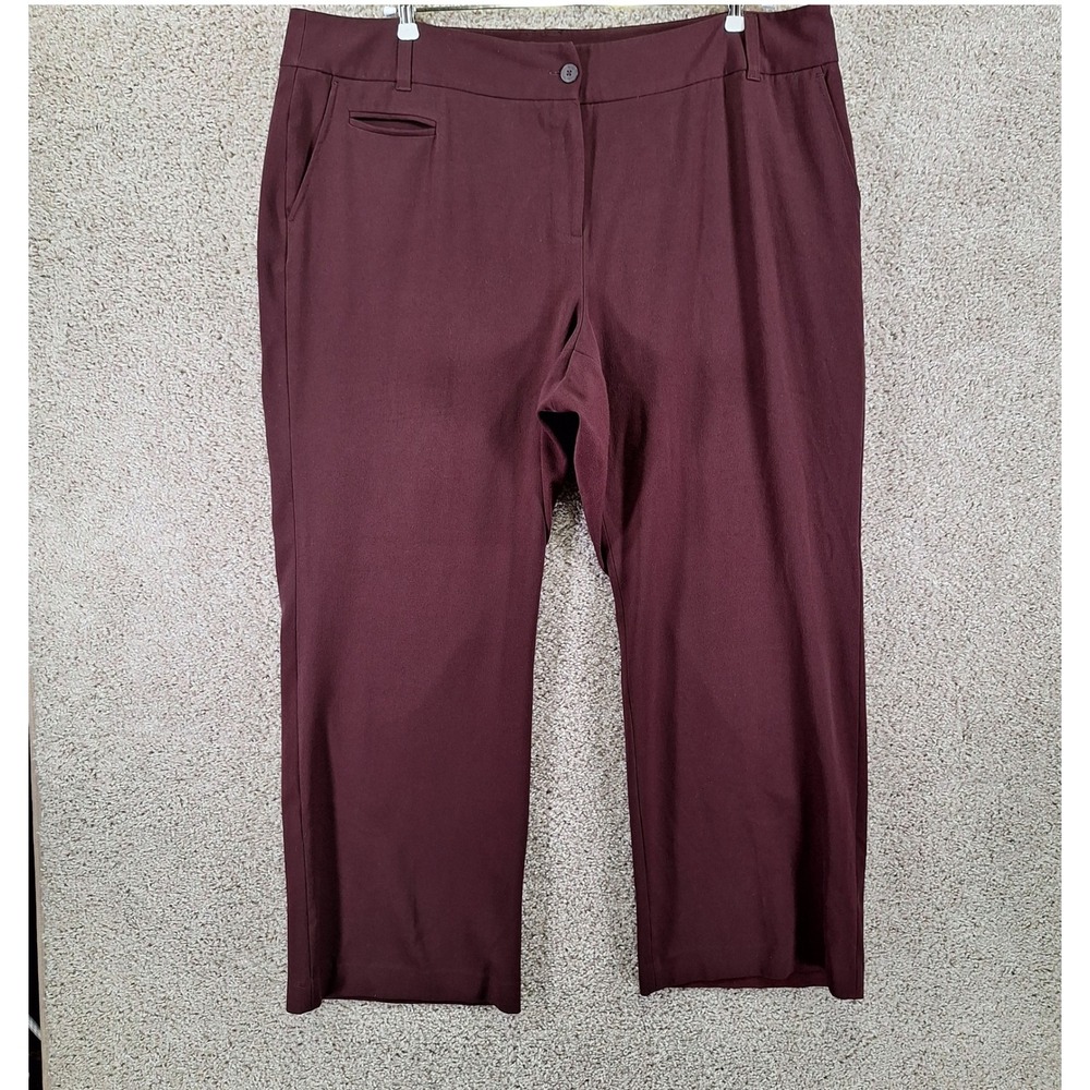 Rafaella Pants Women 22W (Fits 45x30) Burgundy Straight Leg Career Casual Office